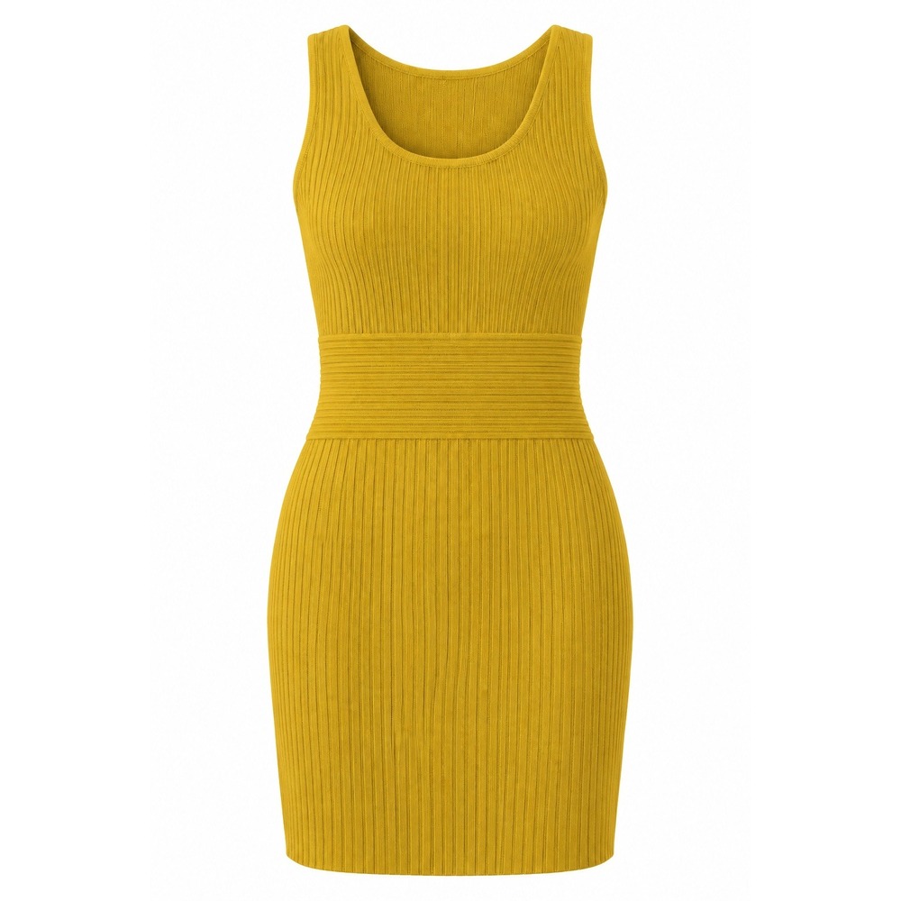 House of Harlow 1960 Knit Yellow Gold Tank Dress Ribbed Minimalist Classic Chi M